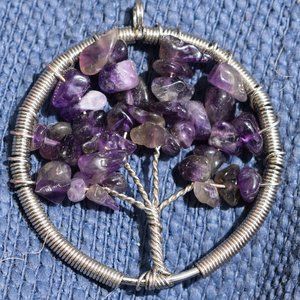 Amythest tree of life pendant